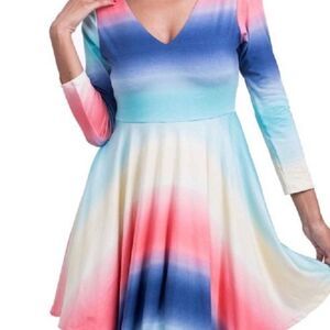 Tie Dye Multi Ombre Flare Dress